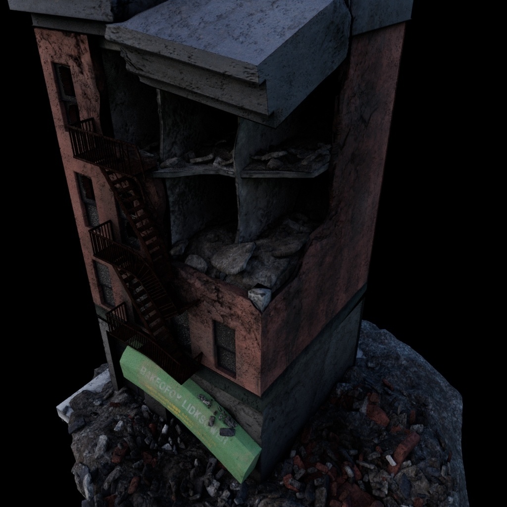 3Dモデル_broken_building