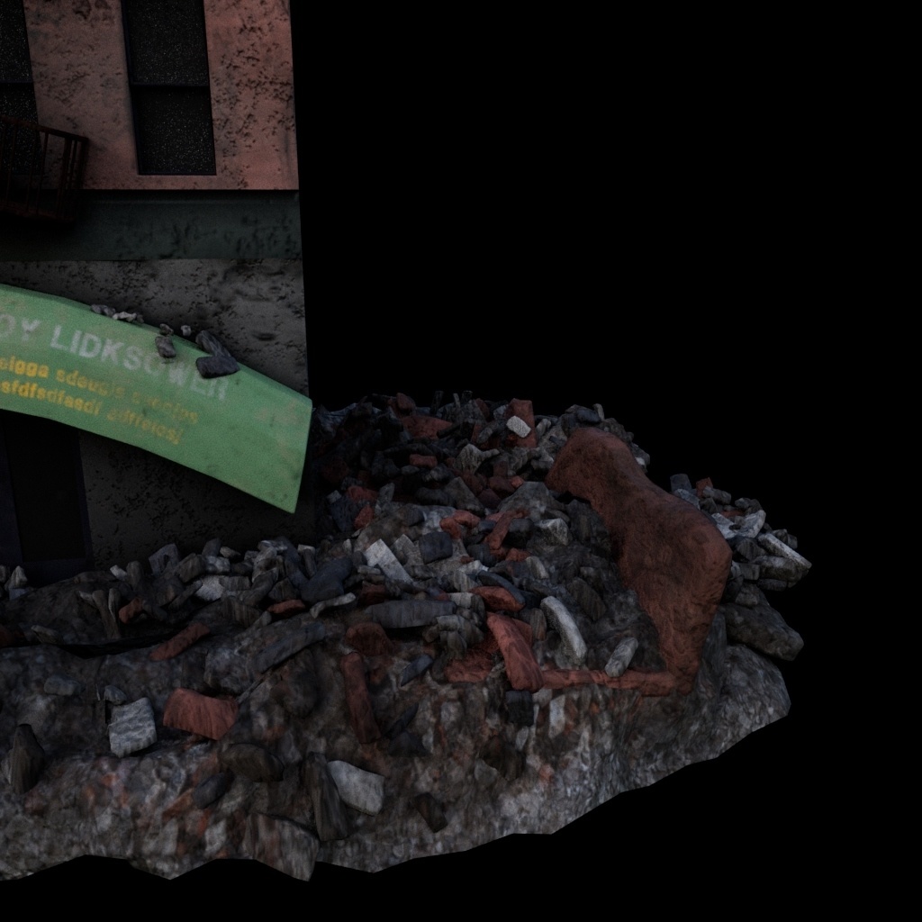 3Dモデル_broken_building