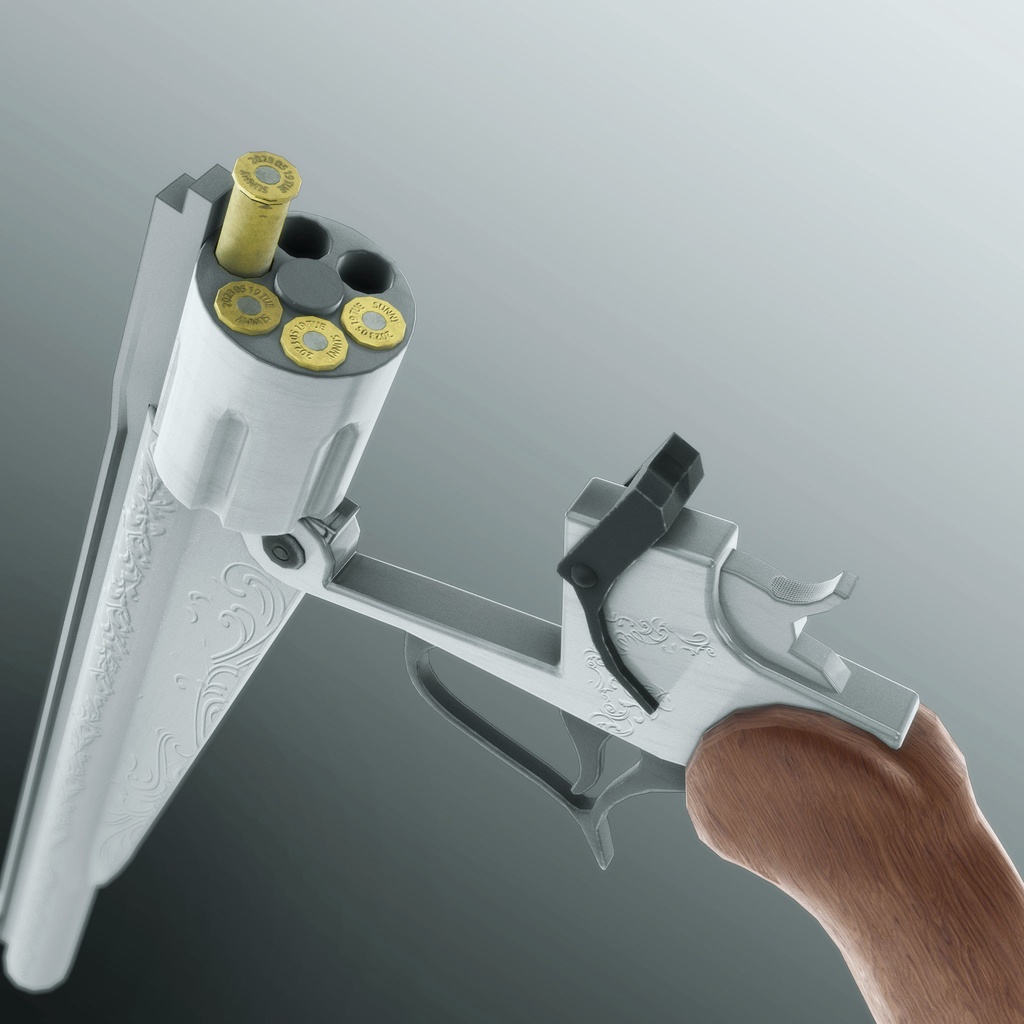 3Dモデル ハンドガン リボルバー【ローポリゴン】