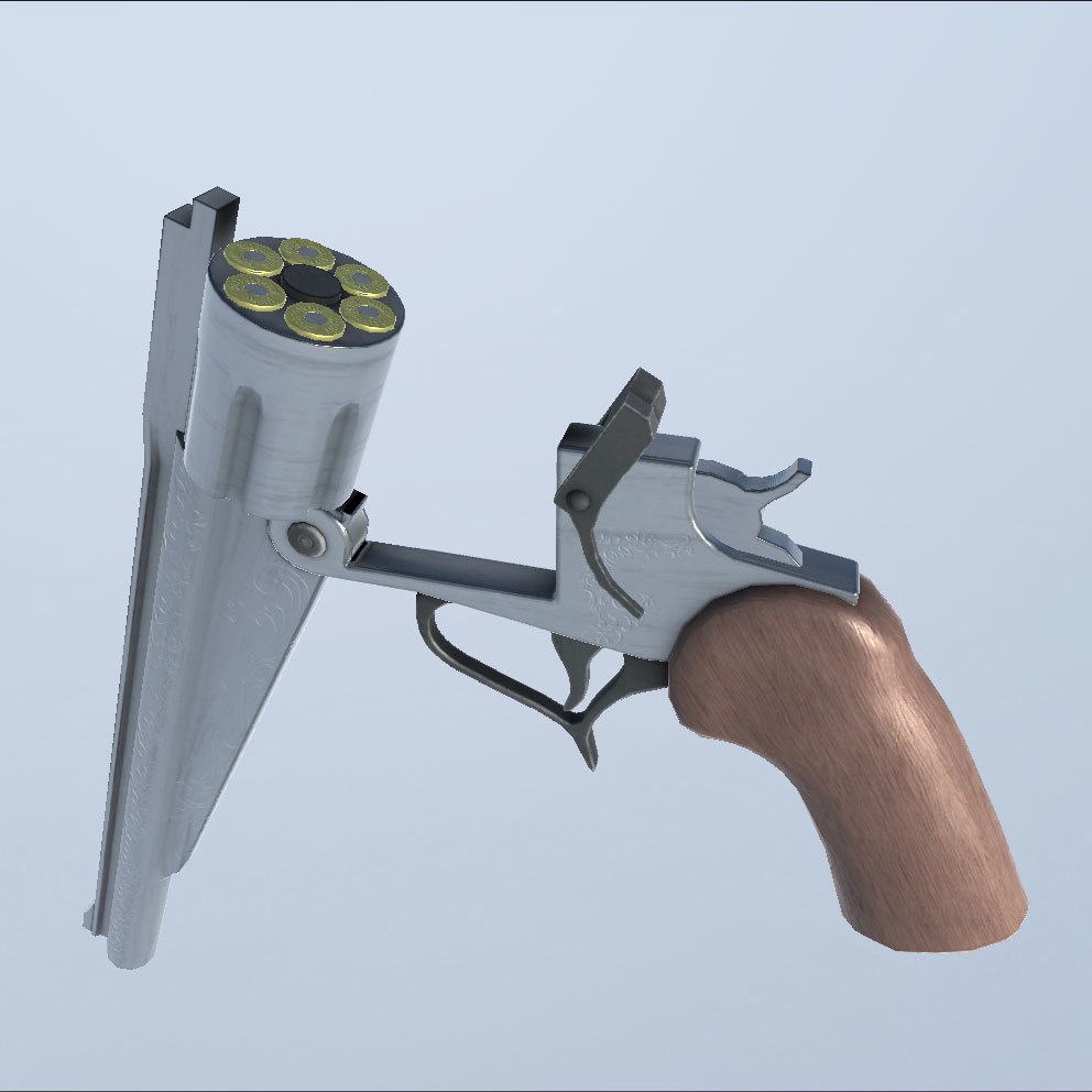 3Dモデル ハンドガン リボルバー【ローポリゴン】
