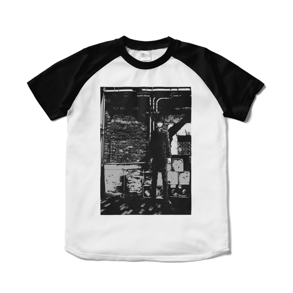 ラグランTシャツ‐ホワイト×ブラック