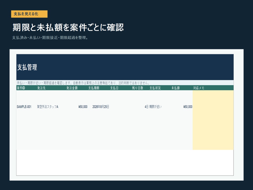 フリーランス発注・支払管理Excel|外注案件・支払期限・変更履歴を一元管理