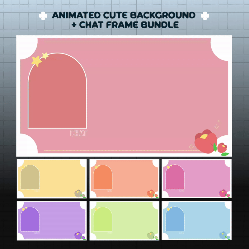 Flower & Star Color Stream Bundle | Animated Stream Overlays Background + Chat Frame