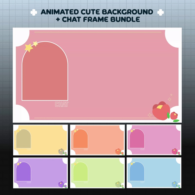 Flower & Star Color Stream Bundle | Animated Stream Overlays Background + Chat Frame