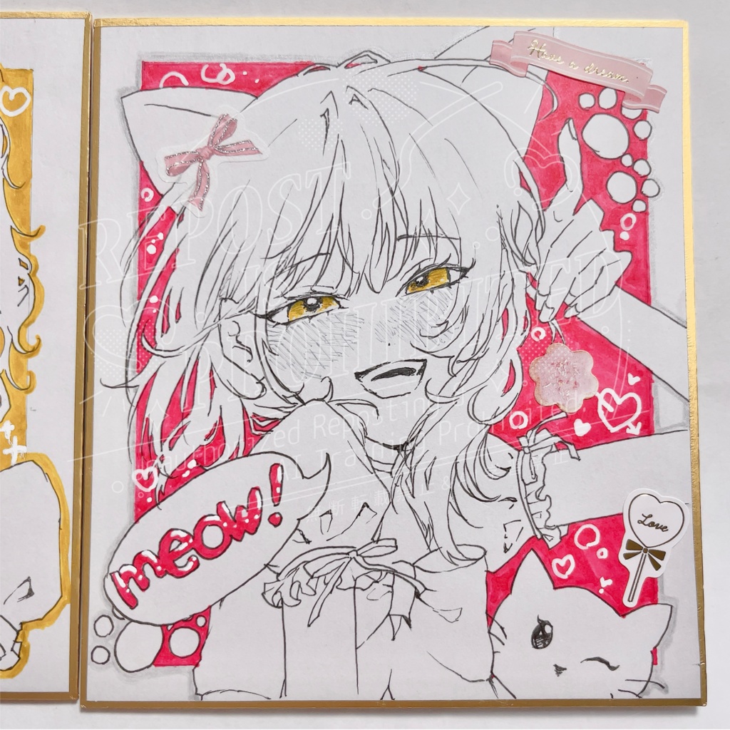 直筆ミニ色紙　Pink