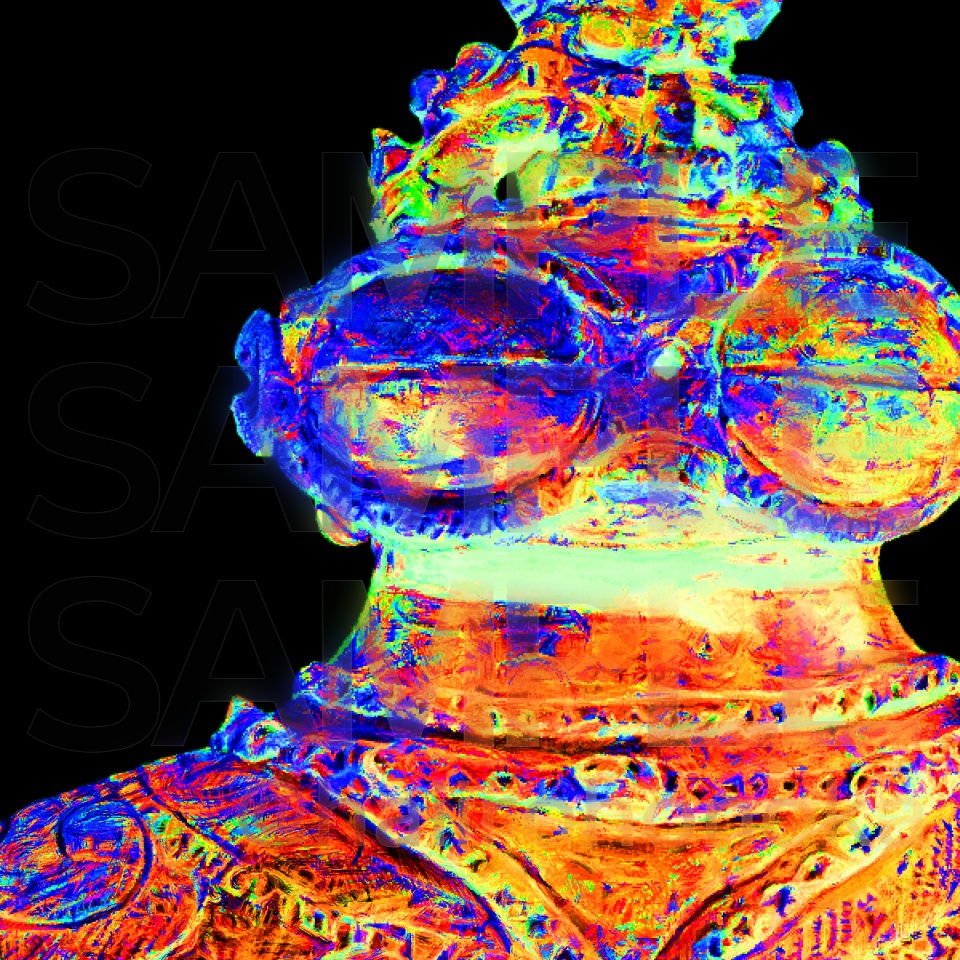 黒い遮光器土偶Tシャツ