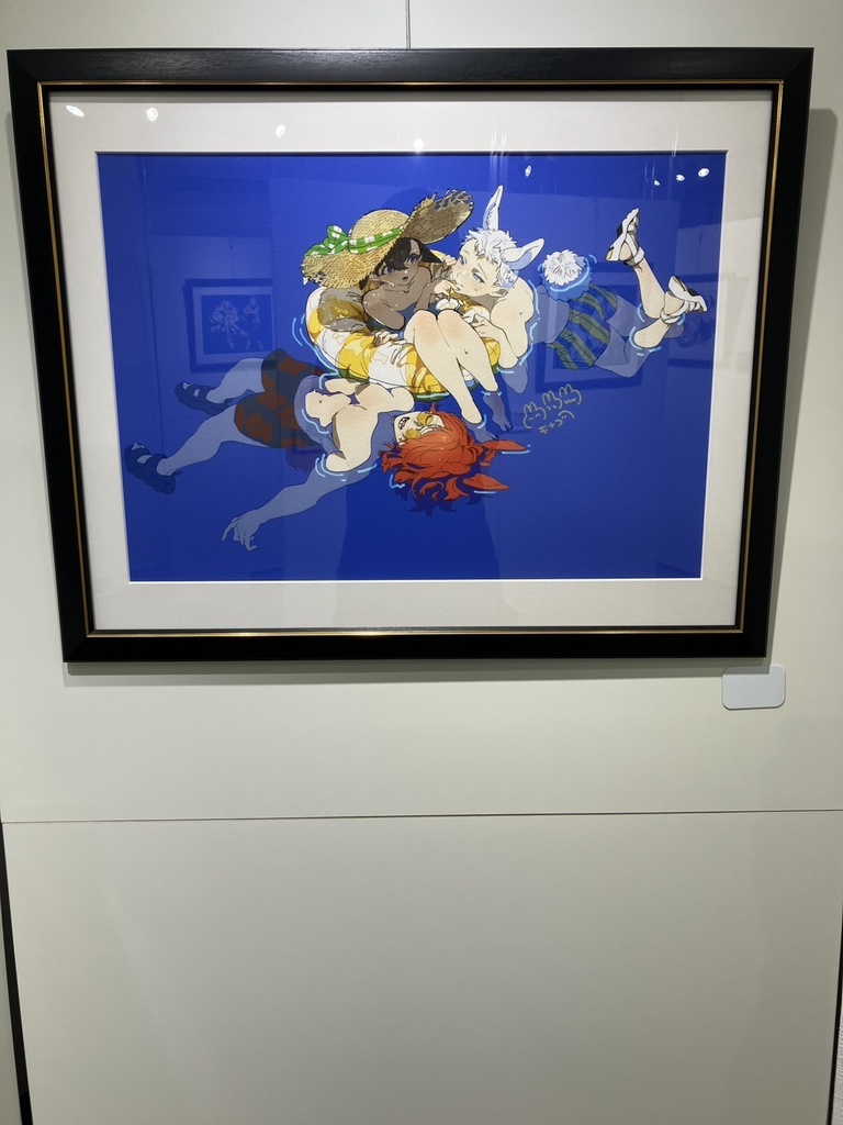 【直筆サイン】「夏バニー」 A3インテリアアート キナコ展『マルボタン』