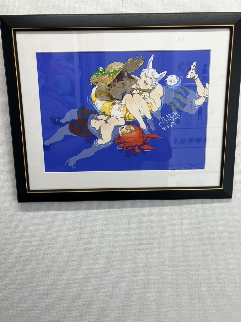 【直筆サイン】「夏バニー」 A3インテリアアート キナコ展『マルボタン』