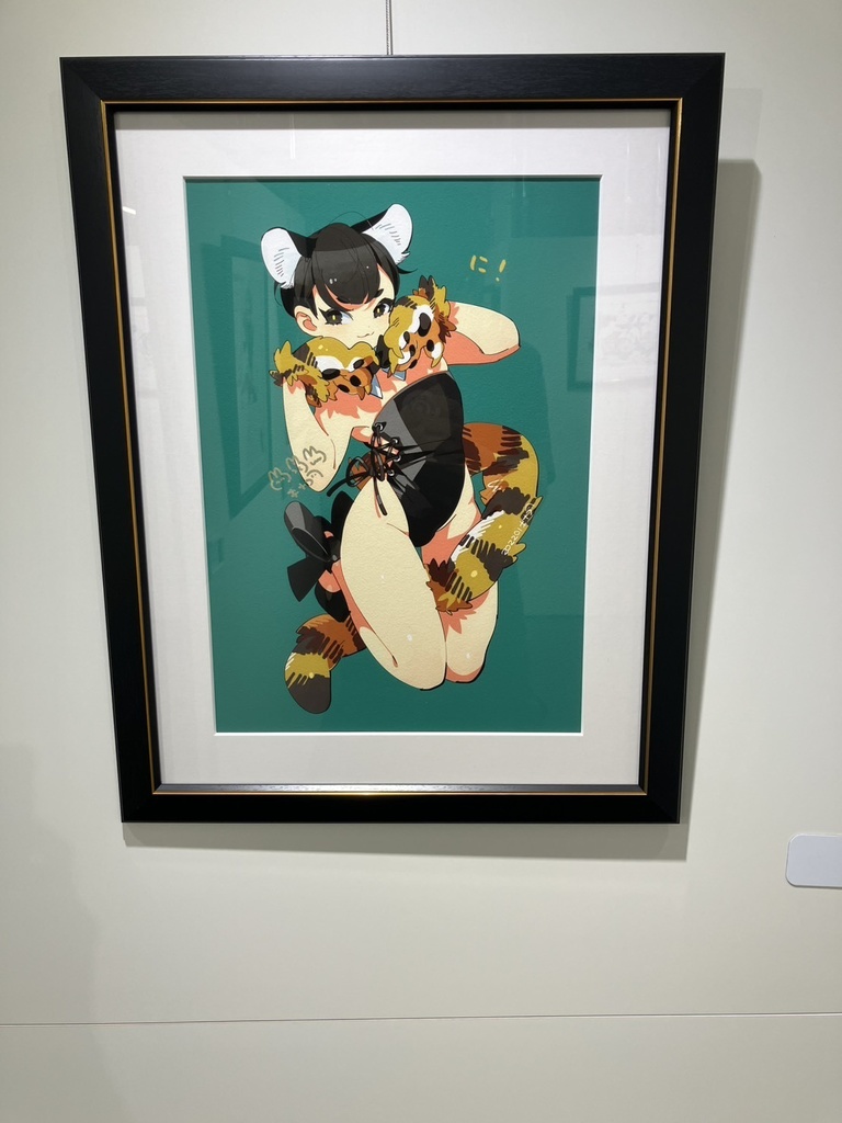 【直筆サイン】「虎バニー」 A3インテリアアート キナコ展『マルボタン』