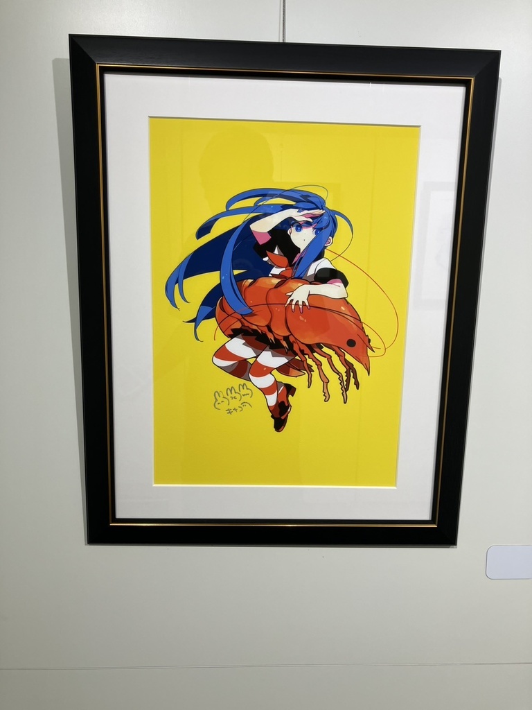 【直筆サイン】「えび女子」 A3インテリアアート キナコ展『マルボタン』