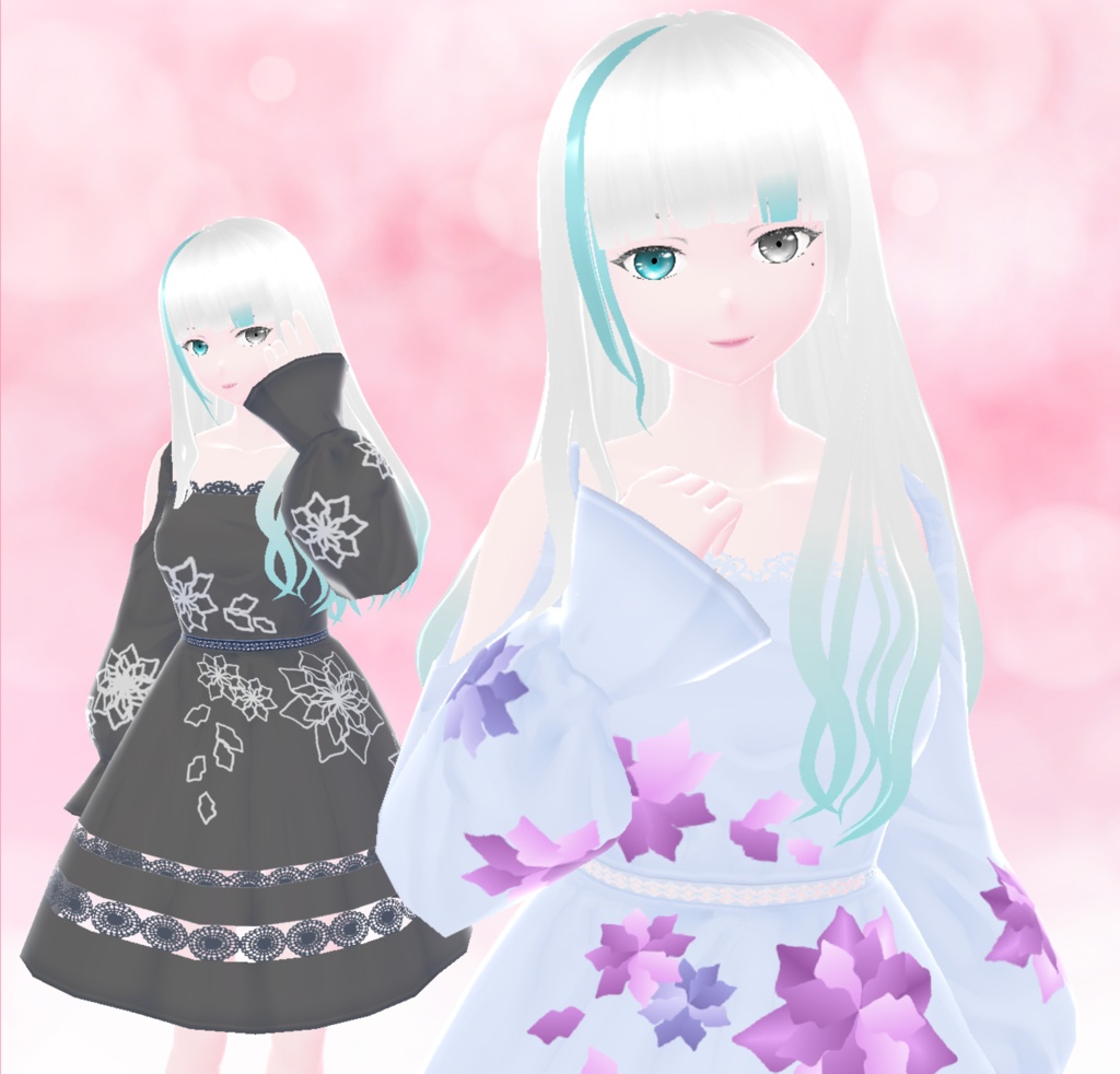 【無料版あり】VRoid正式版 花柄レースワンピース