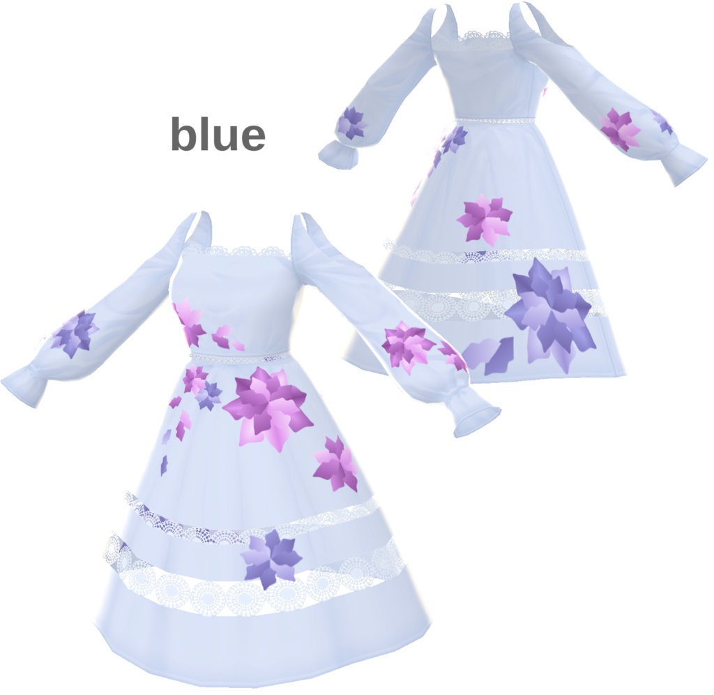 【無料版あり】VRoid正式版 花柄レースワンピース