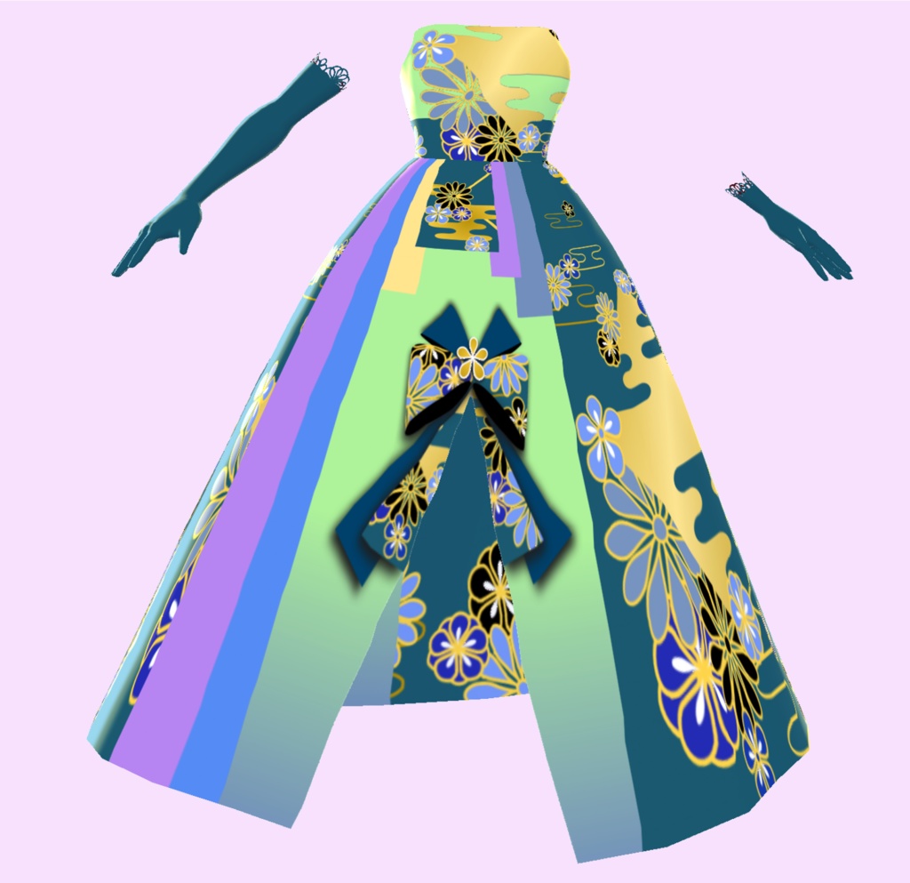 【無料】VRoid正式版 和柄ドレスセット