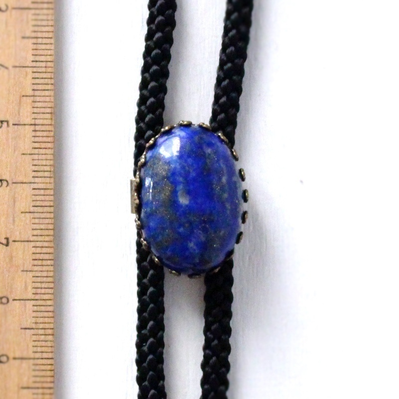 天然色ラピスラズリ ループタイ クラウン枠アンティーク調