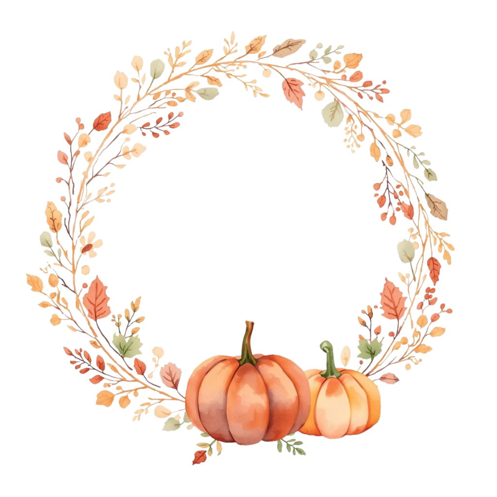 水彩タッチの秋の植物クリップアートセット