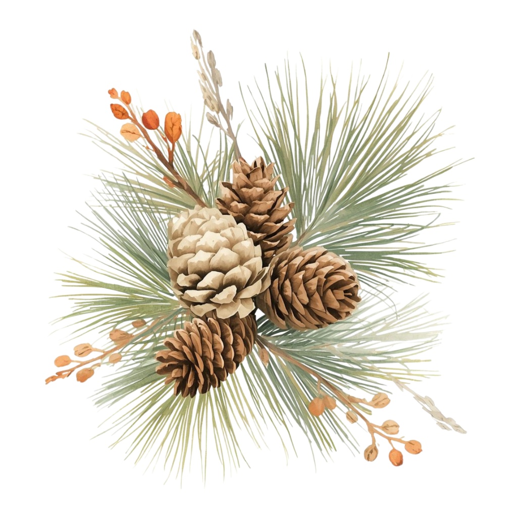 水彩タッチの秋の植物クリップアートセット