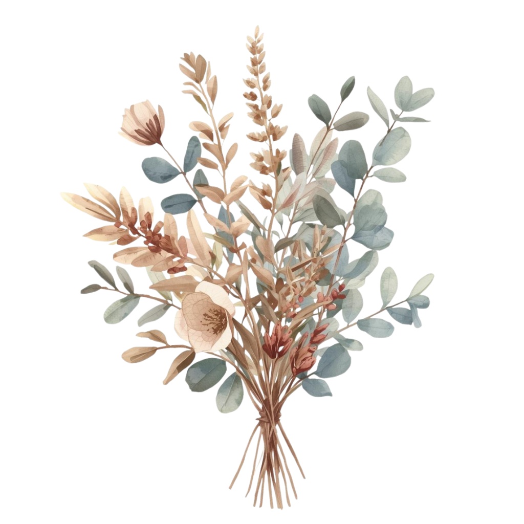 水彩タッチの秋の植物クリップアートセット