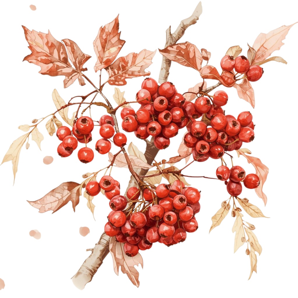 水彩タッチの秋の植物クリップアートセット