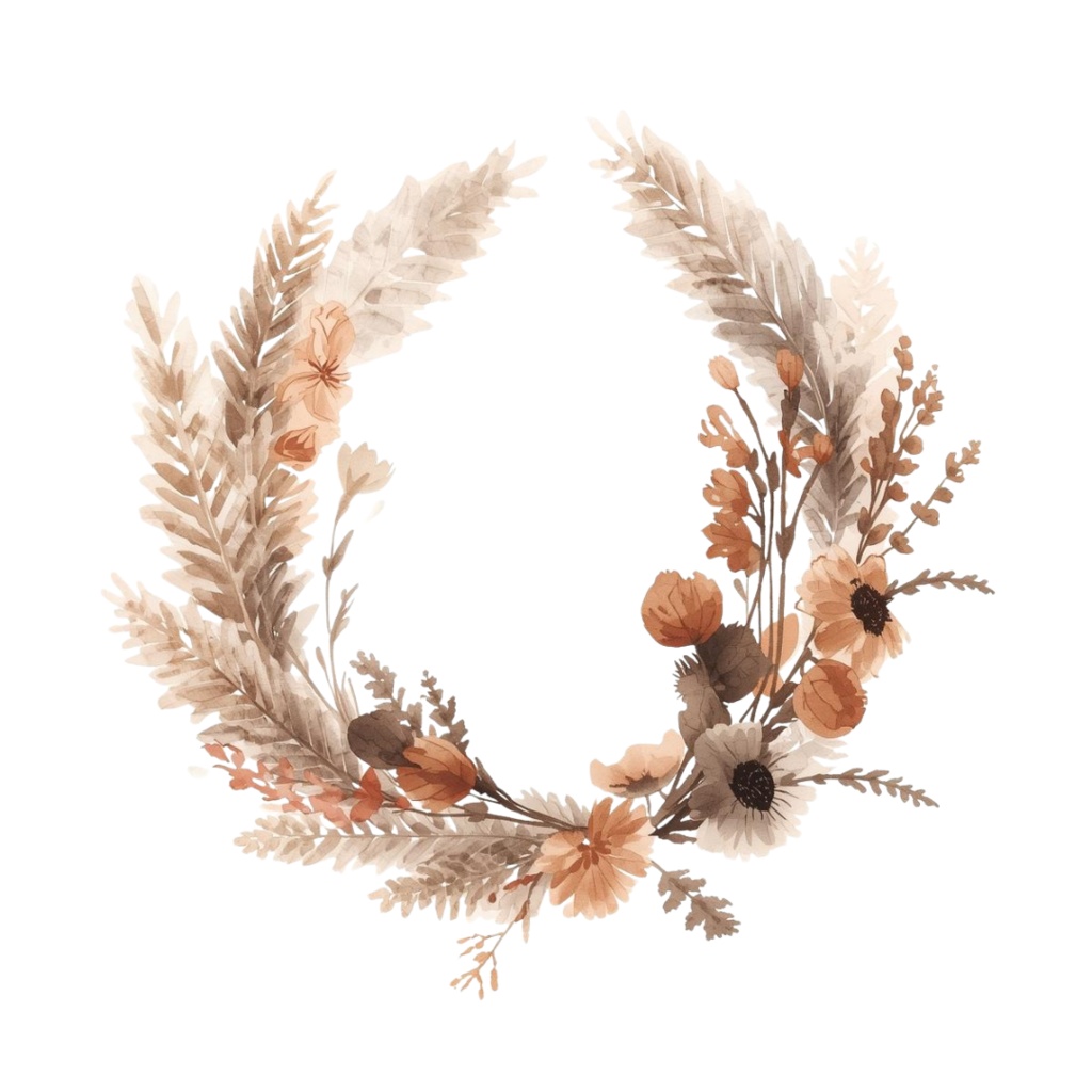 水彩タッチの秋の植物クリップアートセット