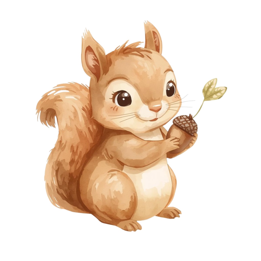 水彩タッチのかわいい動物クリップアートセット