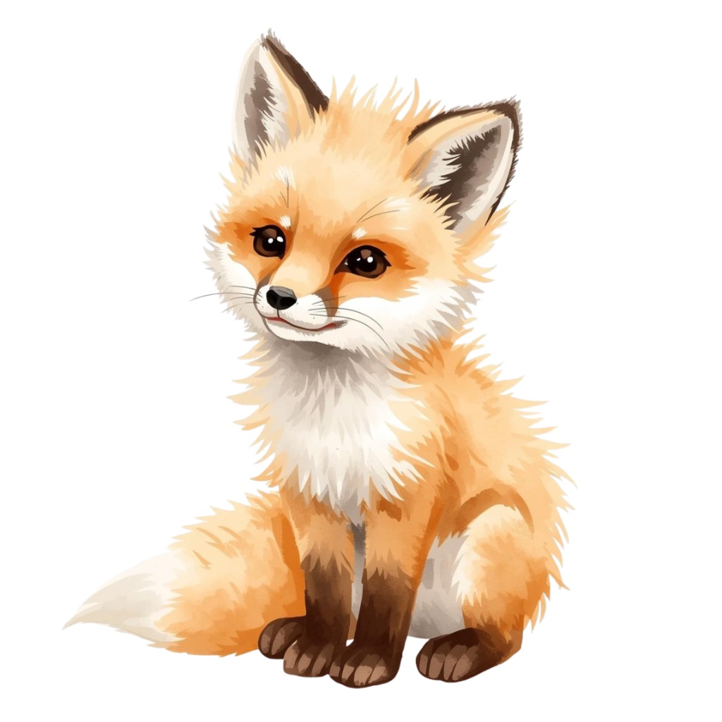 水彩タッチのかわいい動物クリップアートセット