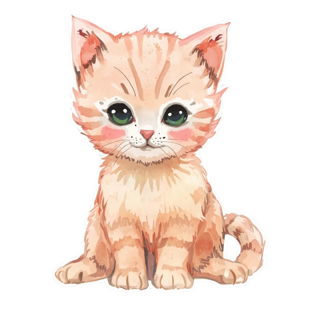 水彩タッチのかわいい動物クリップアートセット