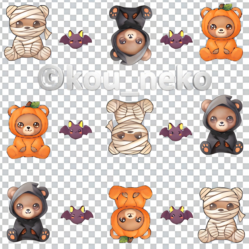 【背景透過】ハロウィン デジタルペーパー7枚入(うち2枚は背景色有のプレゼント)