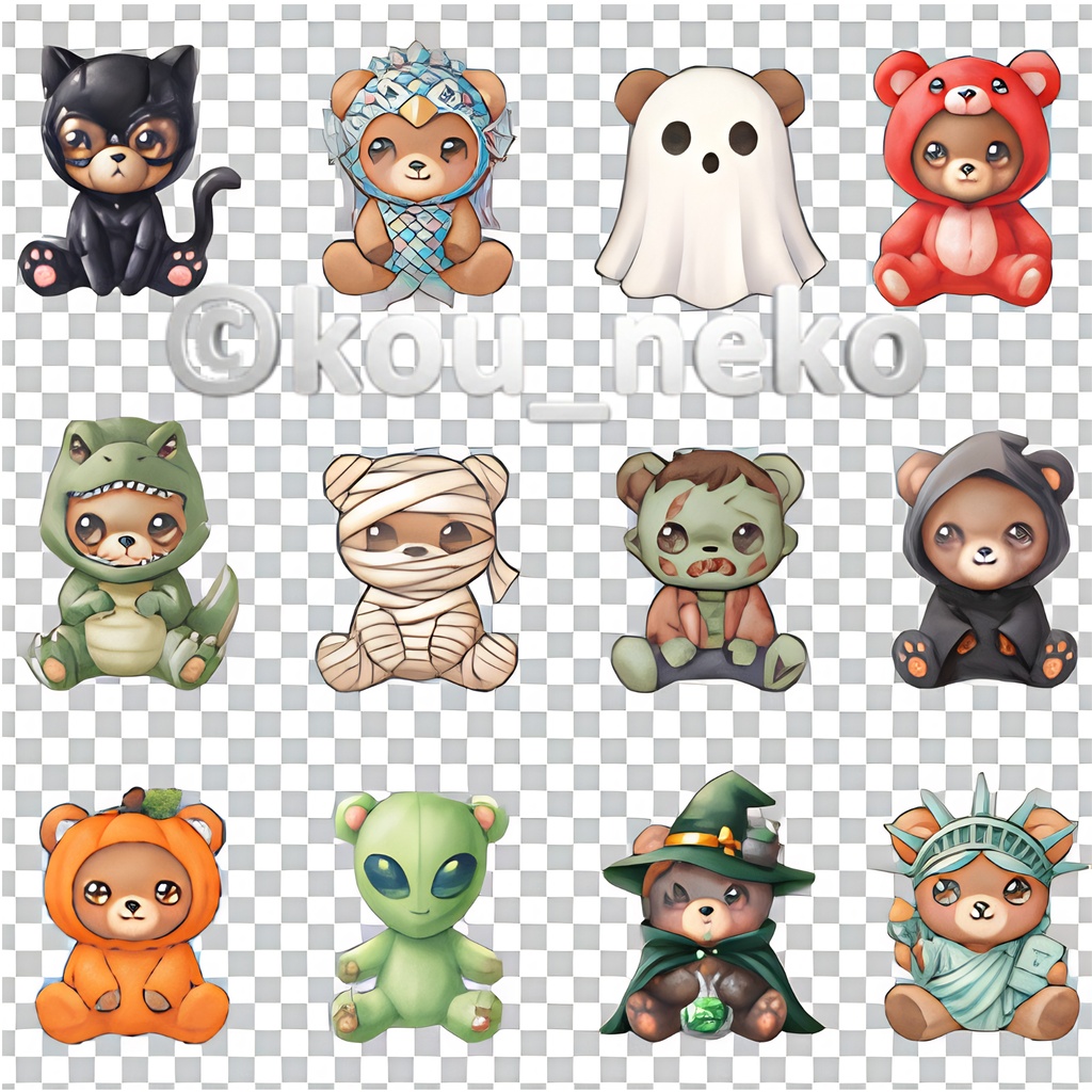 【背景透過】ハロウィン デジタルペーパー7枚入(うち2枚は背景色有のプレゼント)