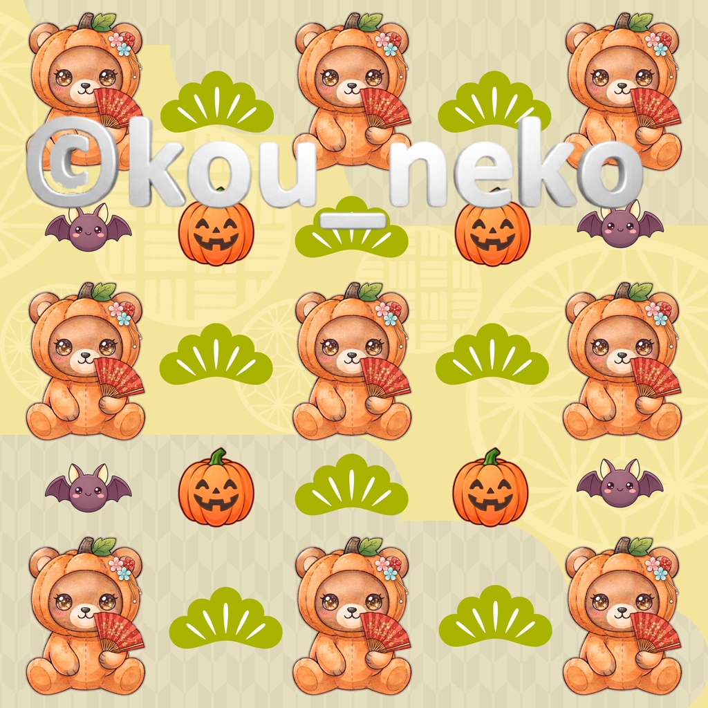 【和柄】ハロウィン デジタルペーパー 全6枚