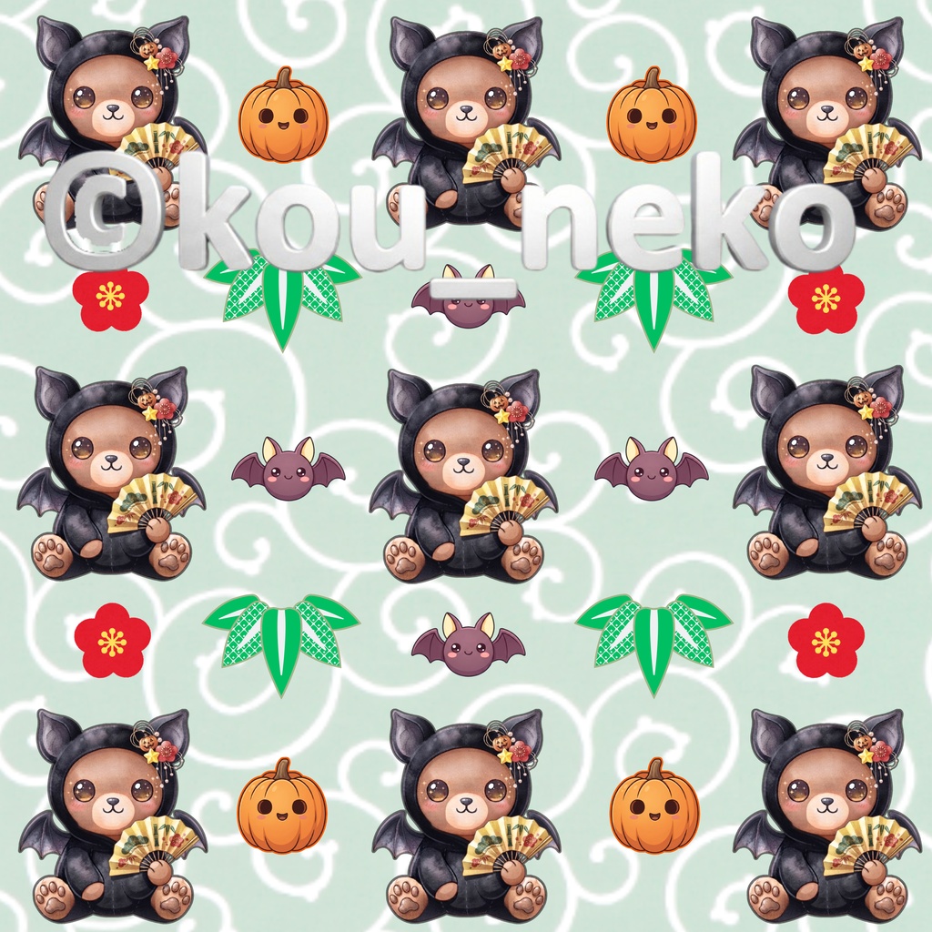 【和柄】ハロウィン デジタルペーパーⅡ 全6枚