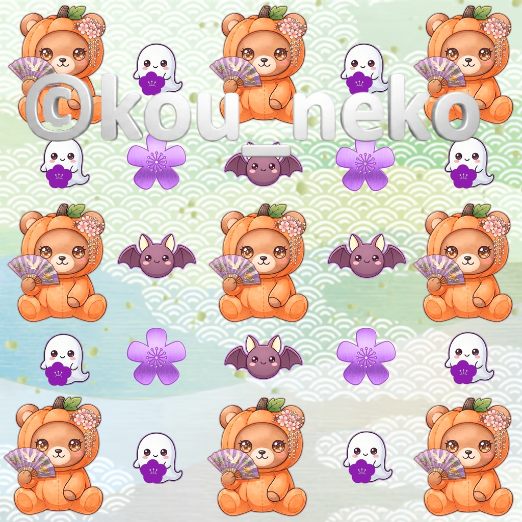 【和柄】ハロウィン デジタルペーパーⅢ 全6枚