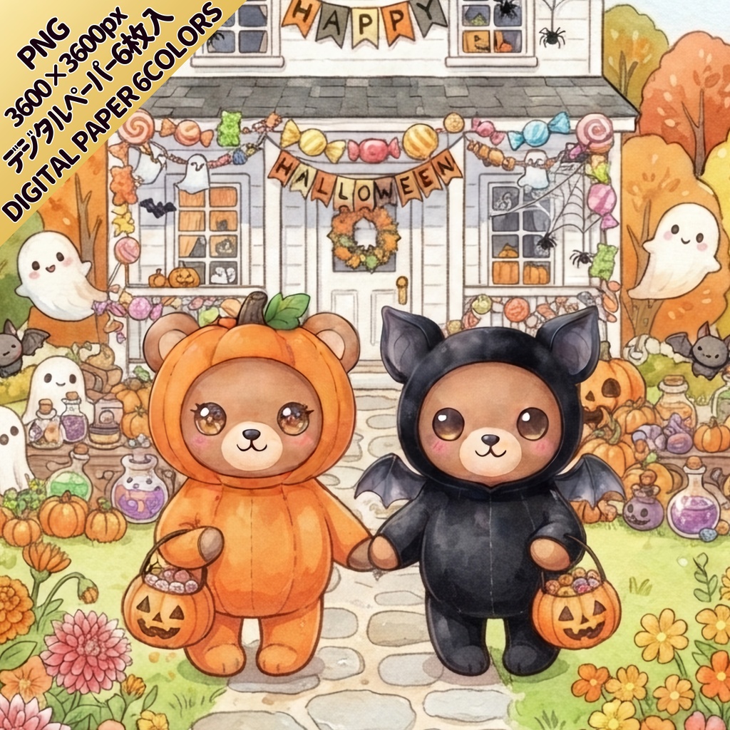 【一枚絵】ハロウィン デジタルペーパー 全6枚