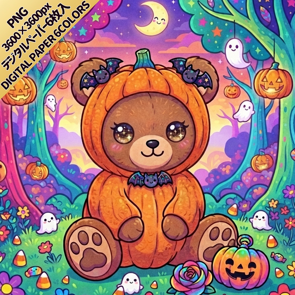 【一枚絵】ハロウィン　デジタルペーパー 全6枚