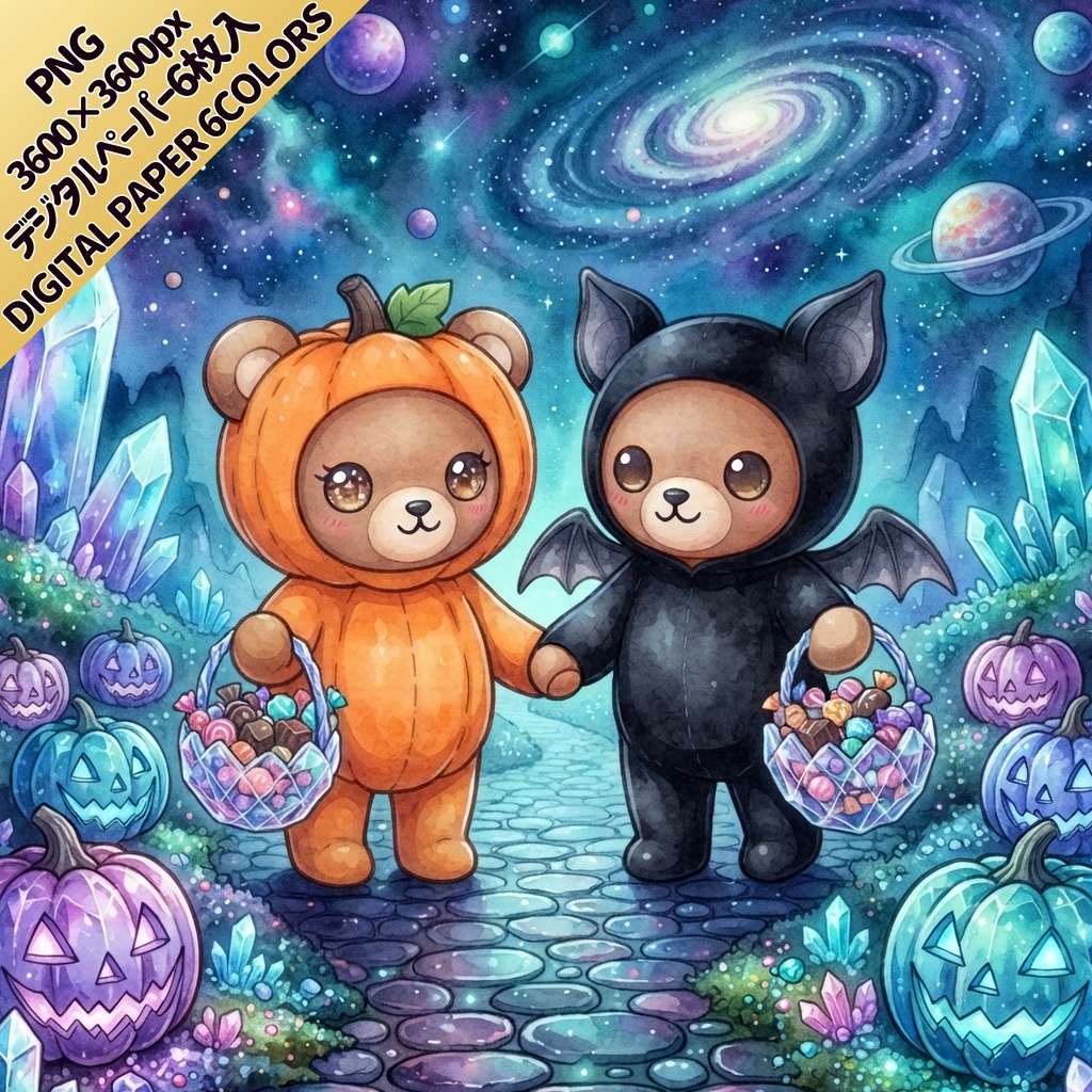 【一枚絵】ハロウィン デジタルペーパー 全6枚