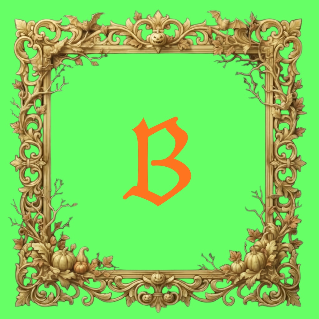 【額/枠】ハロウィン柄デジタルペーパー 全8枚(背景透過)