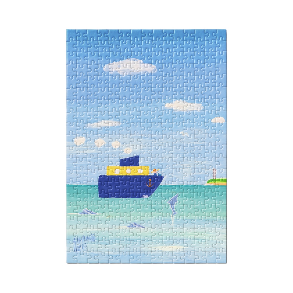 アートとメルヘンと創作の森のノスタルジック童画 「イルカの海」(画・黒澤はるお)