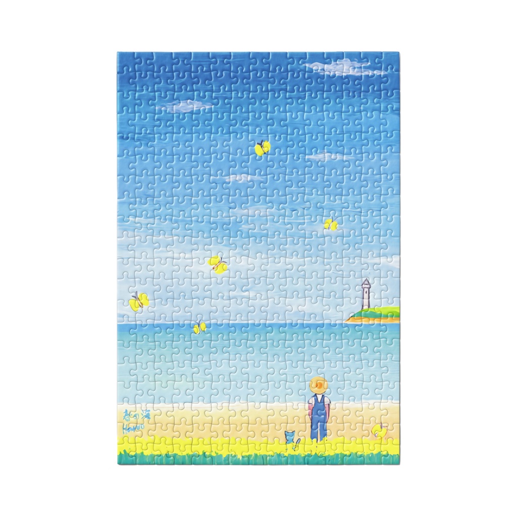 アートとメルヘンと創作の森のノスタルジック童画 「少年ペディアと猫のペトロ・春の海」(画・黒澤はるお)