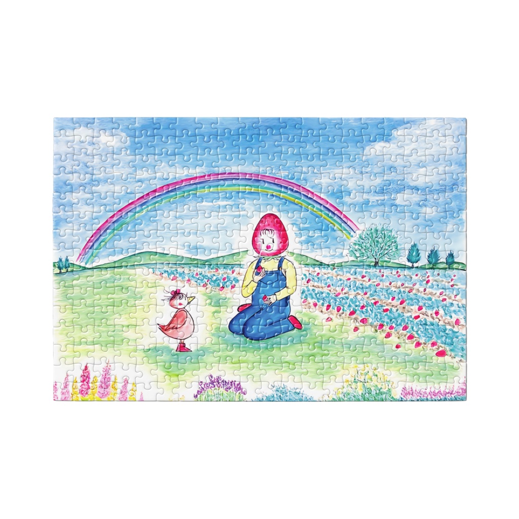 アートとメルヘンと創作の森のノスタルジック童画 「ピピのつばさ・ピピと果物の妖精イチゴちゃん」(画・おおくぼみつゆき)