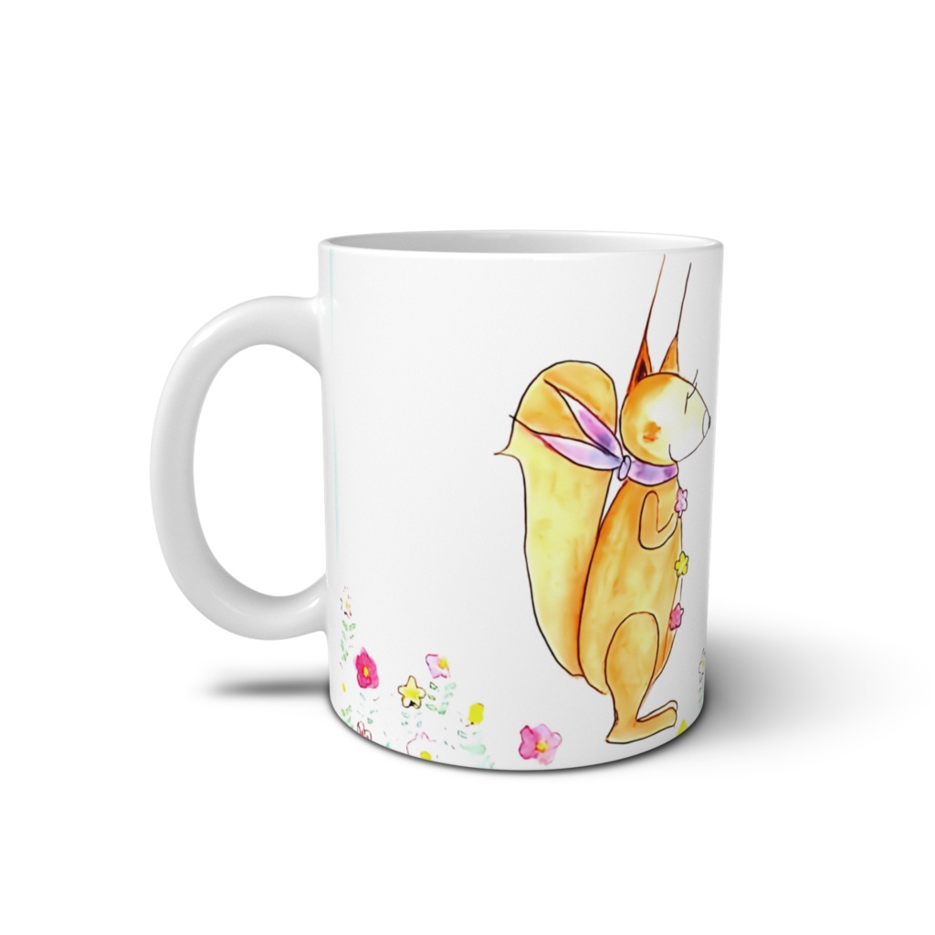 アートとメルヘンと創作の森のノスタルジック童画 「ピピとリスのチキチキの花のボタン」(画・おおくぼみつゆき)