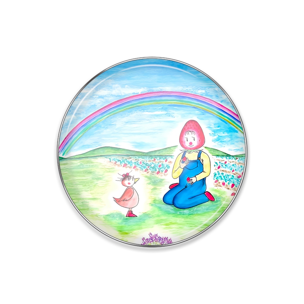 アートとメルヘンと創作の森のノスタルジック童画 「ピピのつばさ・ピピと果物の妖精イチゴちゃん」(画・おおくぼみつゆき)　