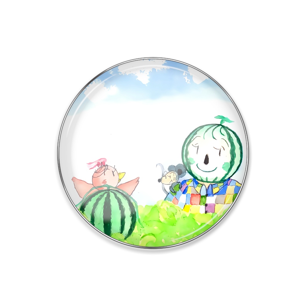 アートとメルヘンと創作の森のノスタルジック童画 「ピピのつばさ・ピピと果物の妖精スイカさん」(画・おおくぼみつゆき)