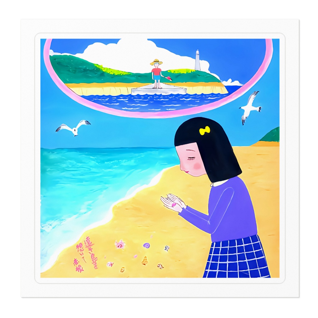 アートとメルヘンと創作の森のノスタルジック童画 「遠き島を想いて」(画・秋野あかね)