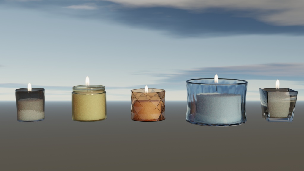 グラスキャンドル【セット】 3Dモデル