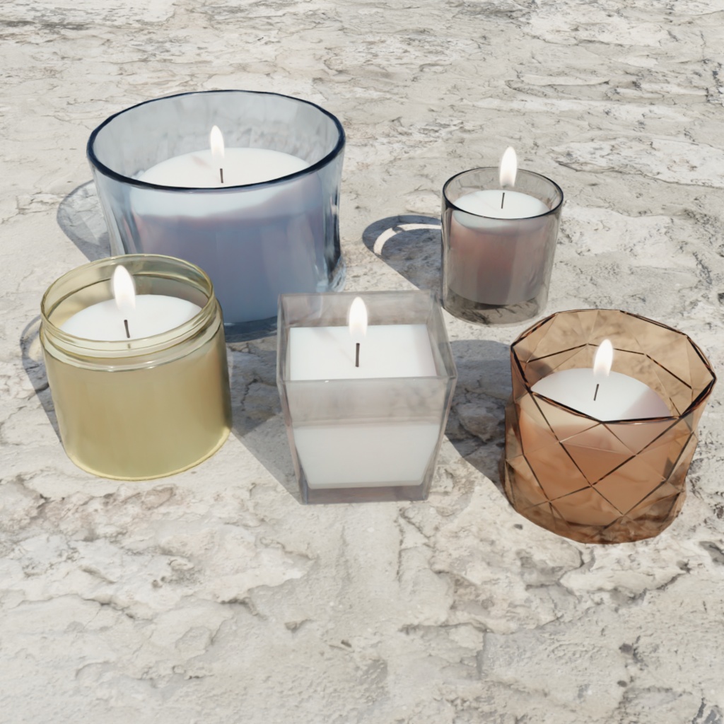 グラスキャンドル【5種・単品】3Dモデル