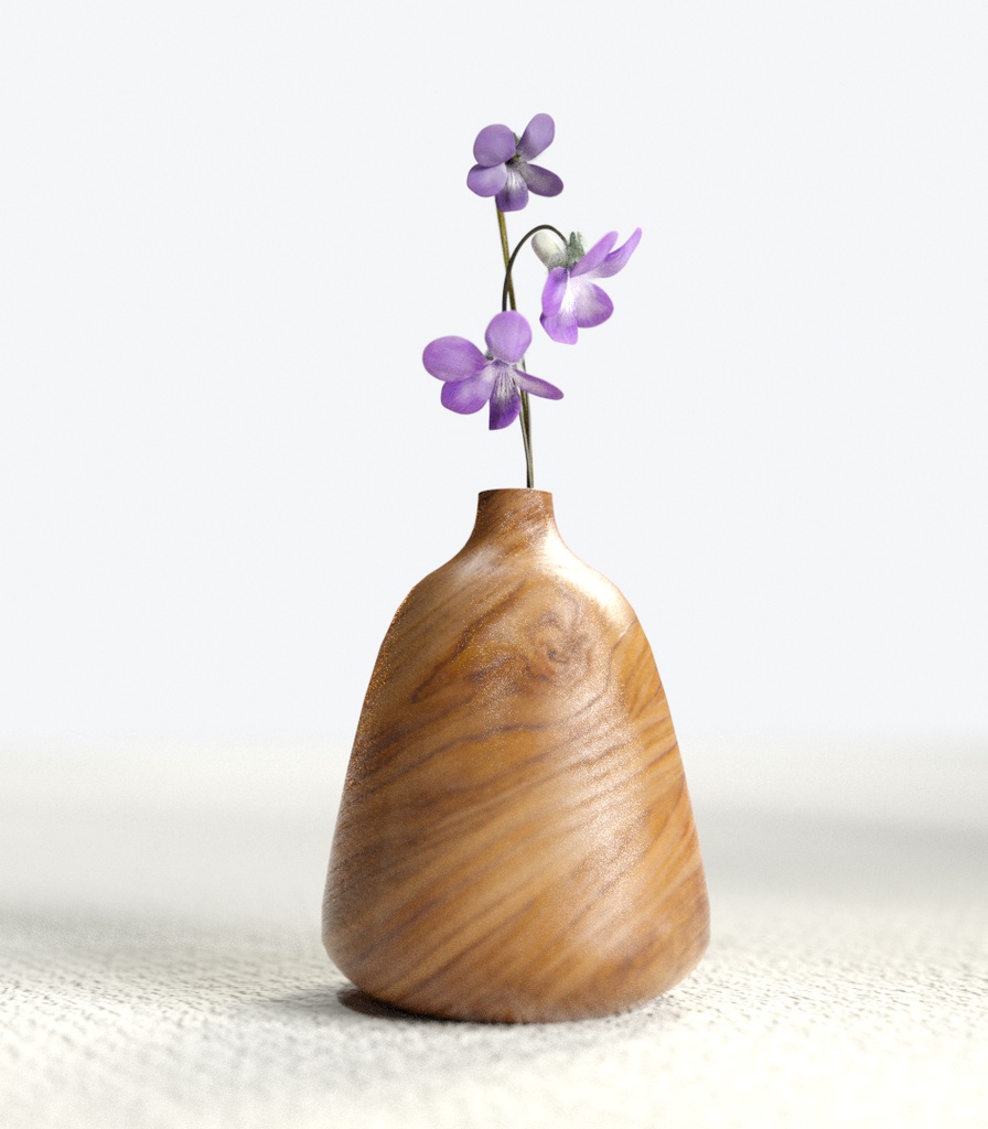 木の花瓶 /vase&violet 【2種】3Dモデル