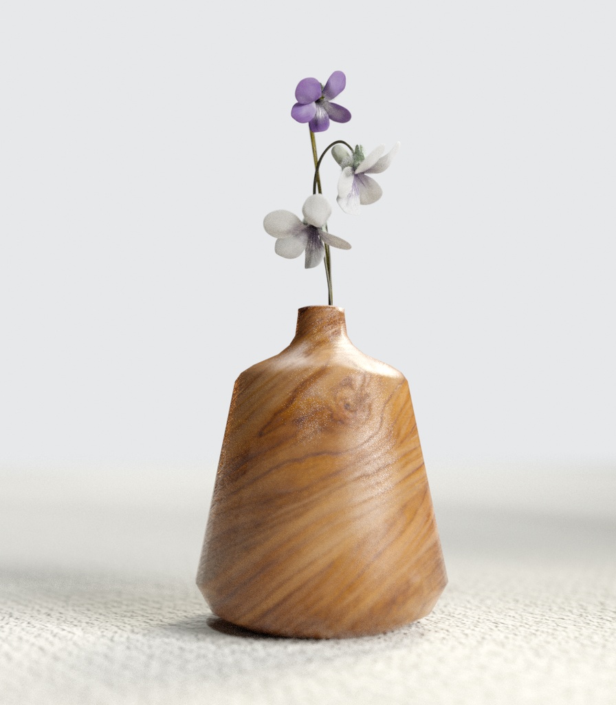 木の花瓶 /vase&violet 【2種】3Dモデル