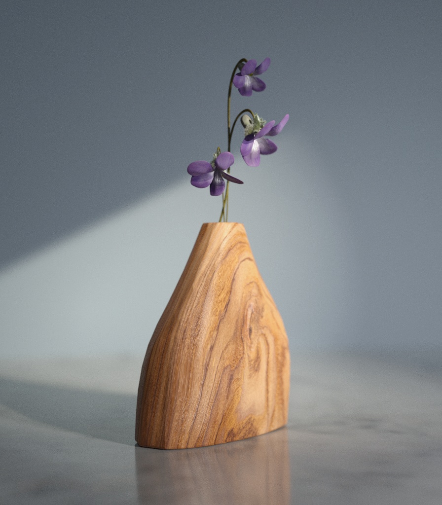 木の花瓶 /vase&violet 【2種】3Dモデル