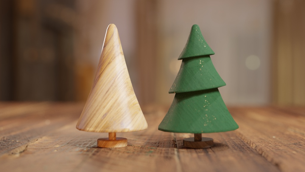 木のクリスマスツリー /Wooden Christmas tree【2種】 3Dモデル
