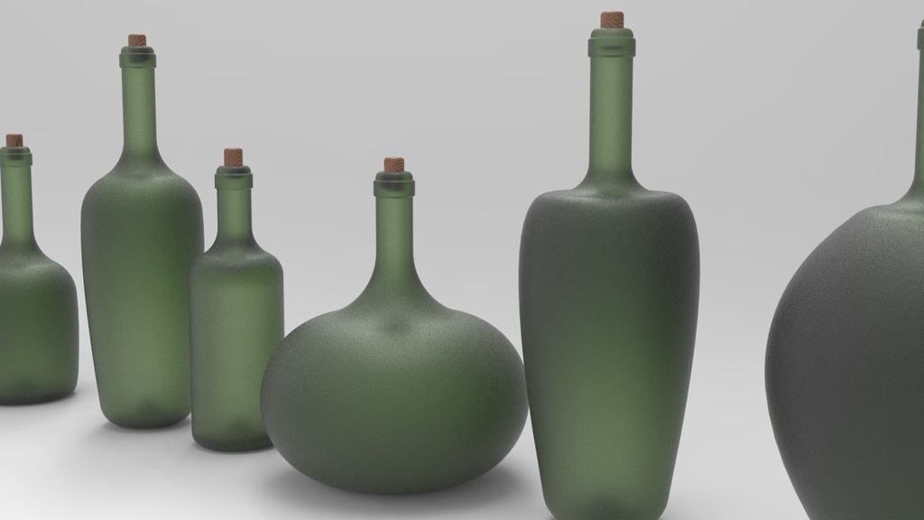 10 piece glass bottle 3d model set