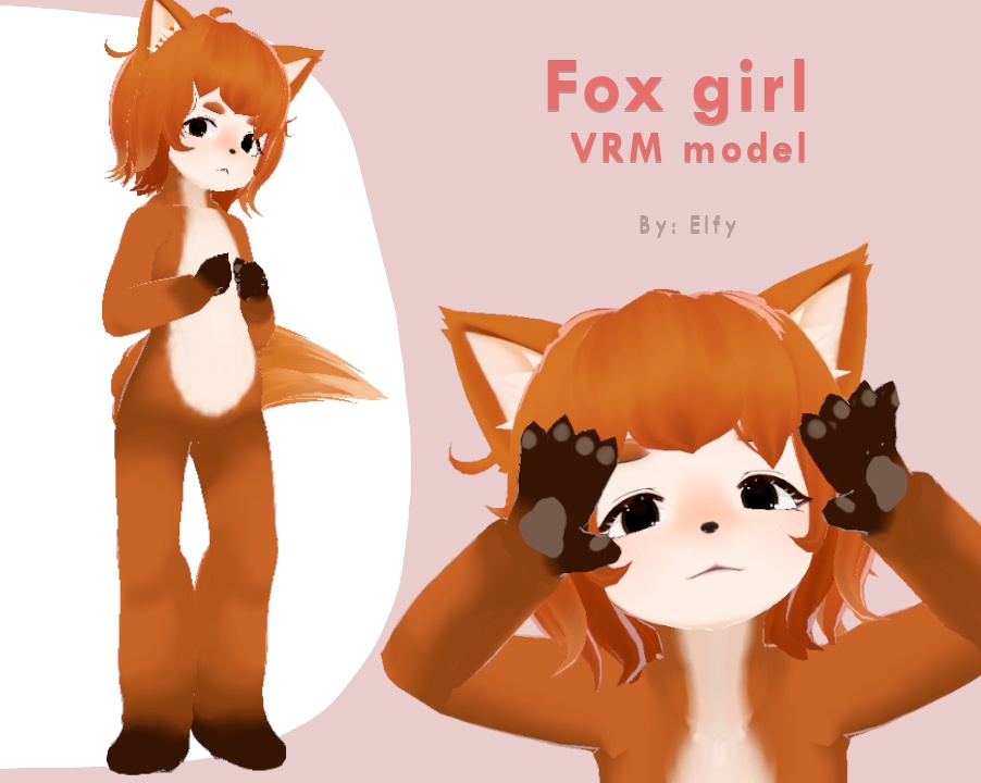 【 VRoid 】 Chibi Fox Furry Girl VRM model